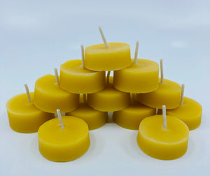 12 tea light candles made from 100% beeswax.  These candles provide the perfect relaxing ambiance and each candle will burn approximately 3-4 hours.